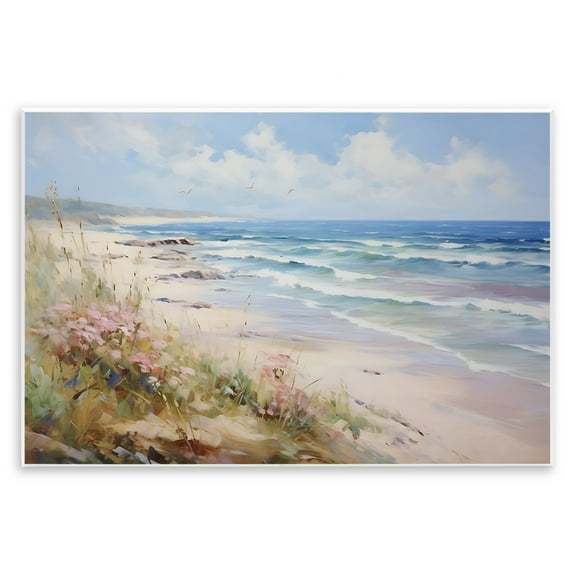 Stupell Industries Summer Coastal Waves Nautical & Beach Painting Unframed Art Print Wall Art, 19 x 13