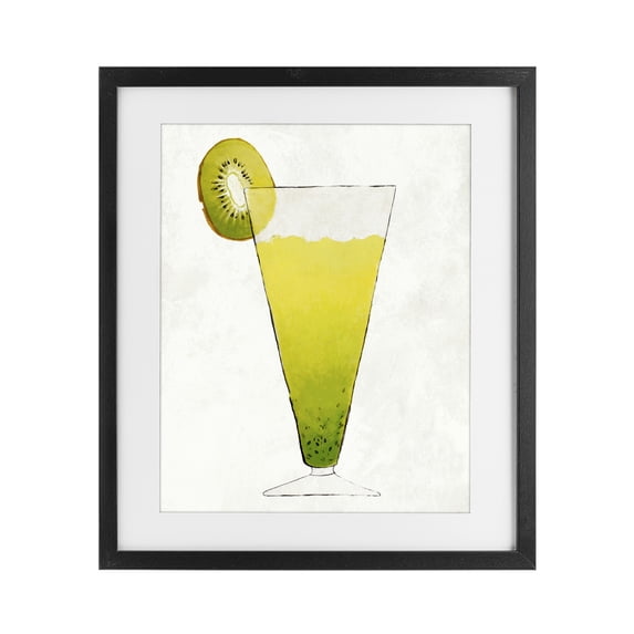 Stupell Industries Modern Summer Cocktail Kiwi Slice Black Framed Print Under Glass, 13 x 16, by Lorenzo Collective