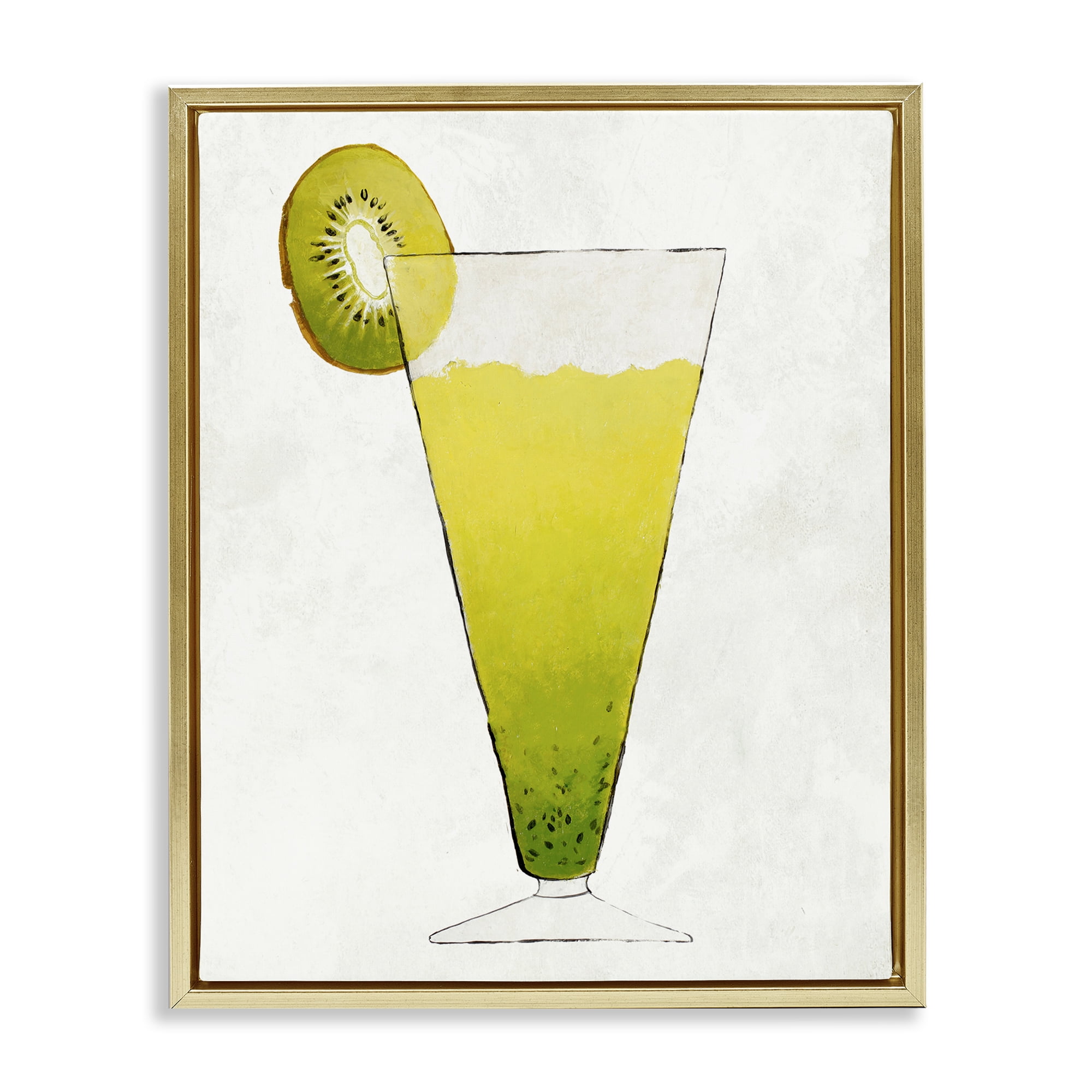 Stupell Industries Summer Cocktail Kiwi Slice Gold Framed Floater Canvas Wall Art, design by Lorenzo Collective