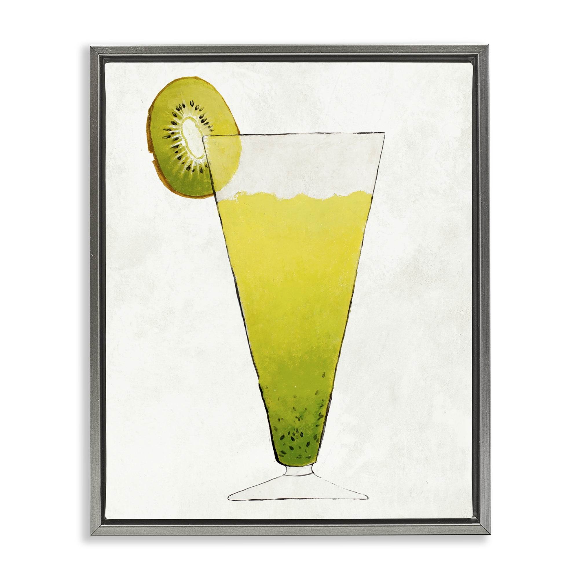 Stupell Industries Summer Cocktail Kiwi Slice Gray Framed Floater Canvas Wall Art, design by Lorenzo Collective