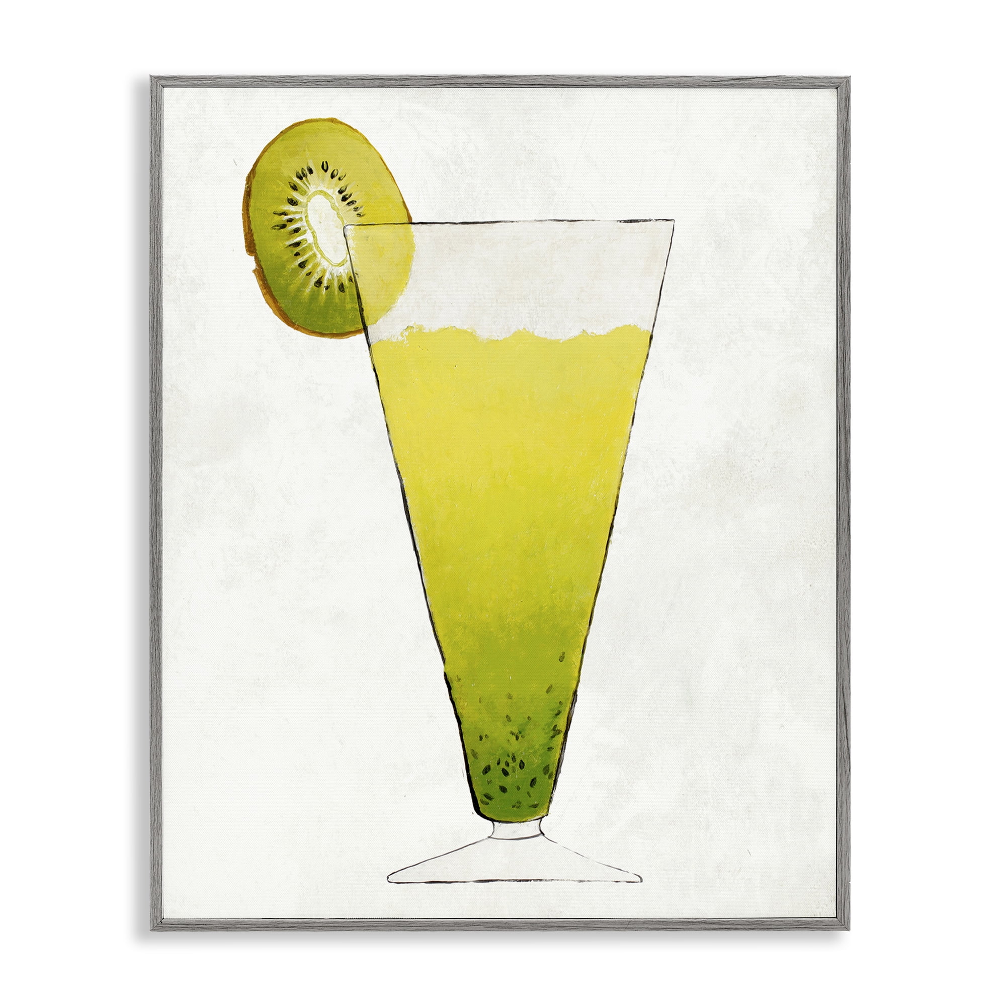 Stupell Industries Summer Cocktail Kiwi Slice Gray Framed Giclee Art, design by Lorenzo Collective