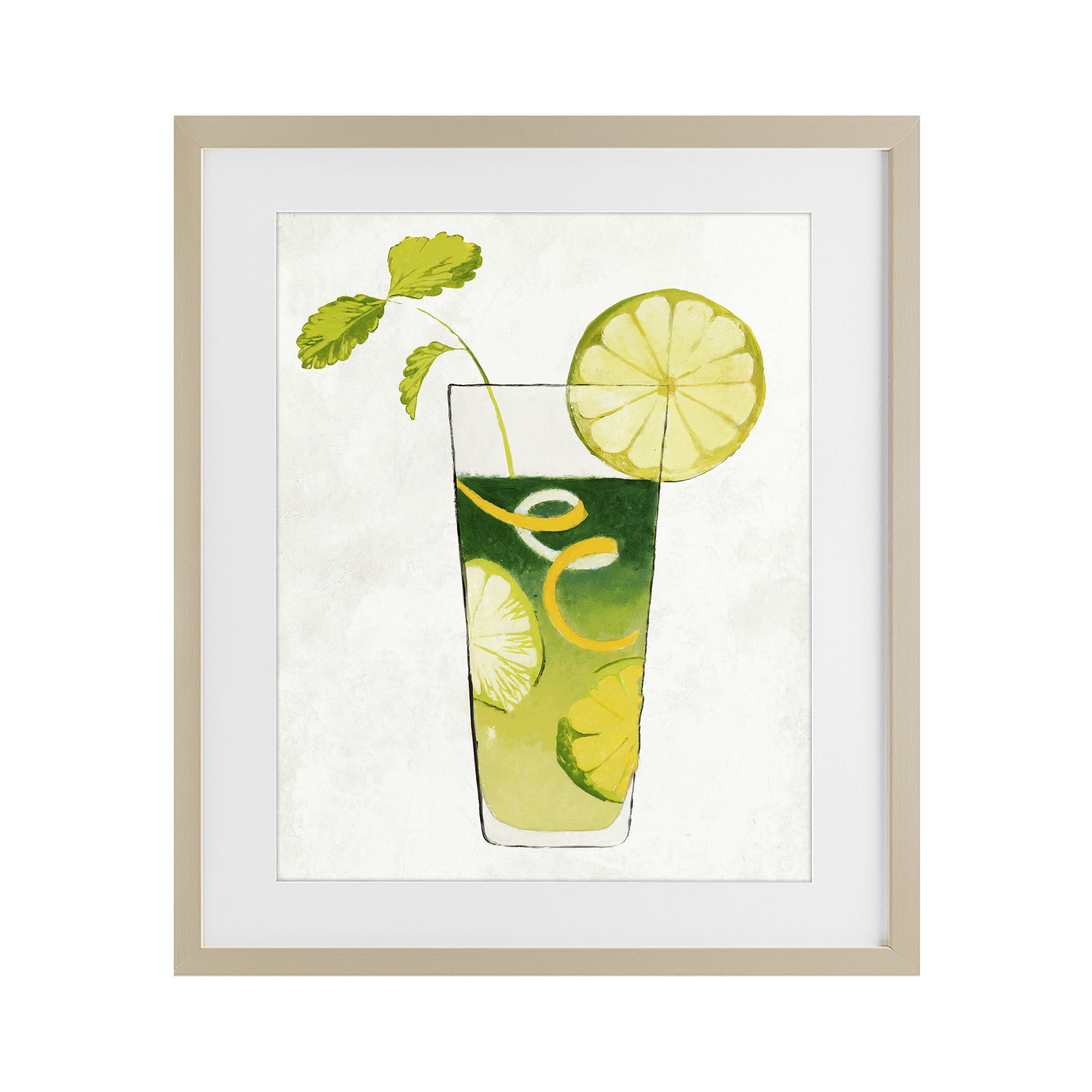 Stupell Industries Summer Cocktail Lime Mint Birch Framed Print Under Glass, design by Lorenzo Collective