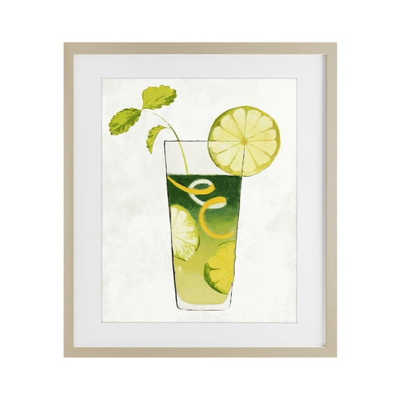 Stupell Industries Modern Summer Cocktail Lime Mint Birch Framed Print Under Glass, 13 x 16, by Lorenzo Collective