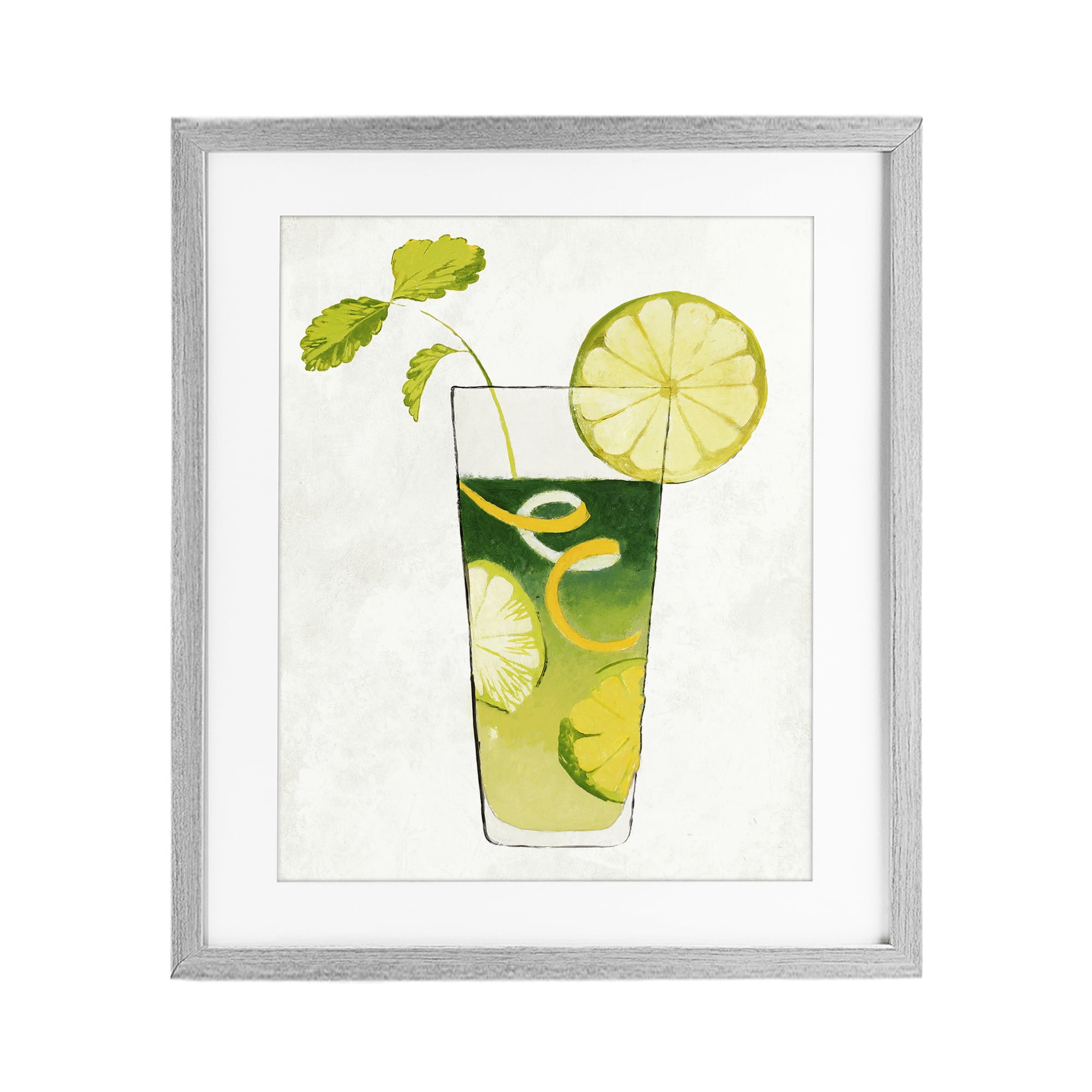 Stupell Industries Summer Cocktail Lime Mint Gray Framed Print Under Glass, design by Lorenzo Collective