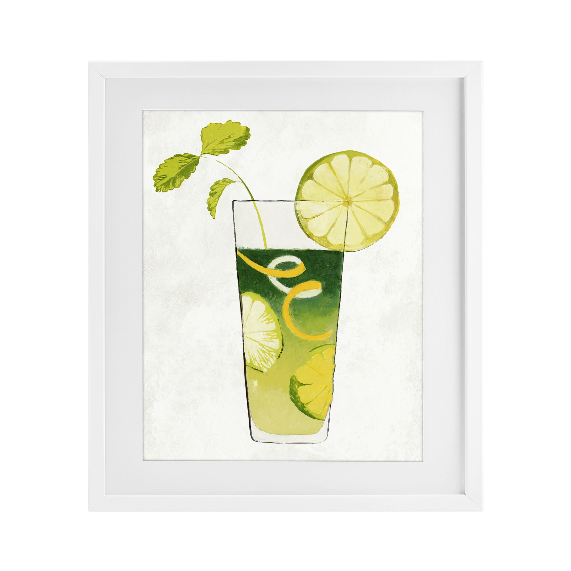 Stupell Industries Summer Cocktail Lime Mint White Framed Print Under Glass, design by Lorenzo Collective