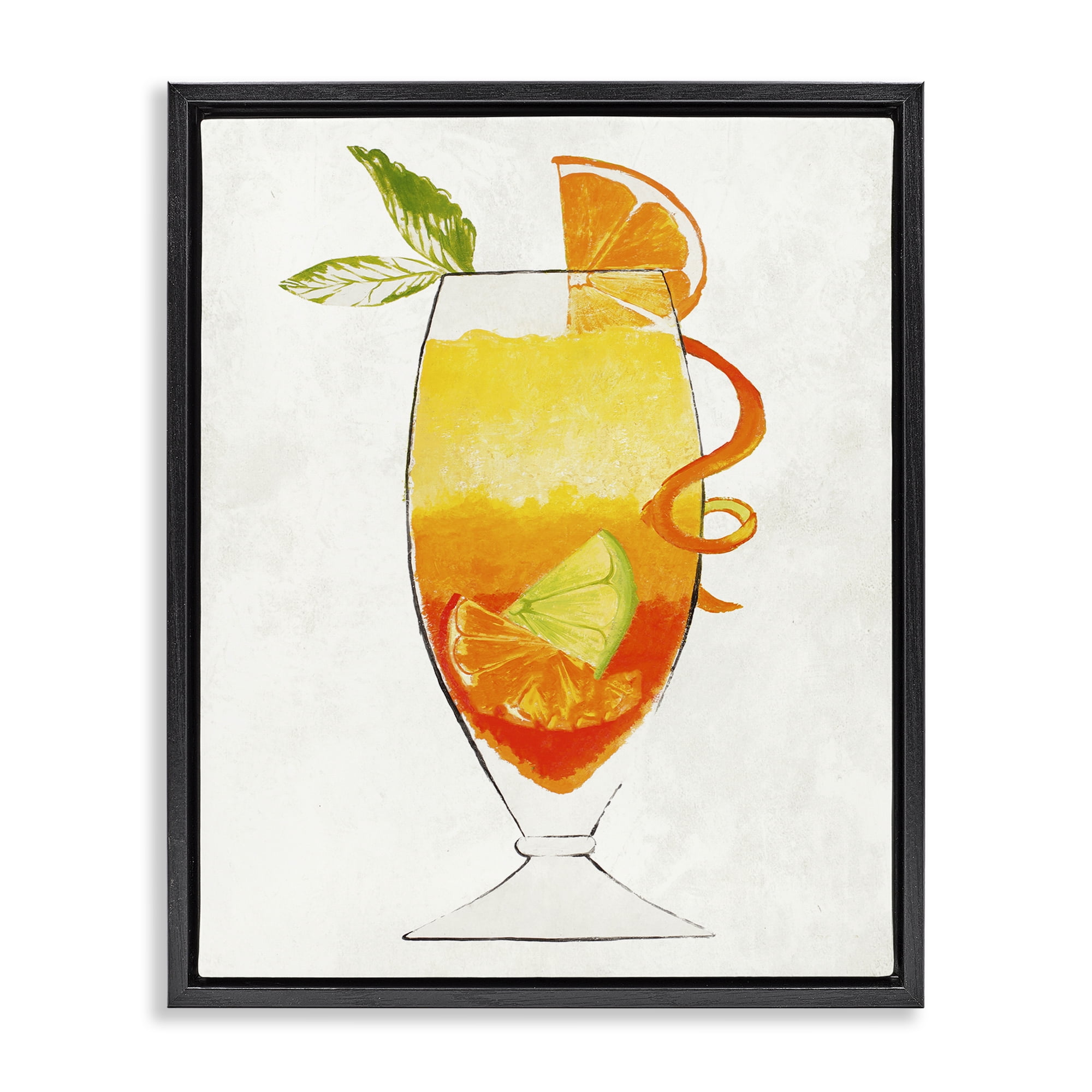 Stupell Industries Summer Cocktail Orange Fruit Black Framed Floater Canvas Wall Art, design by Lorenzo Collective