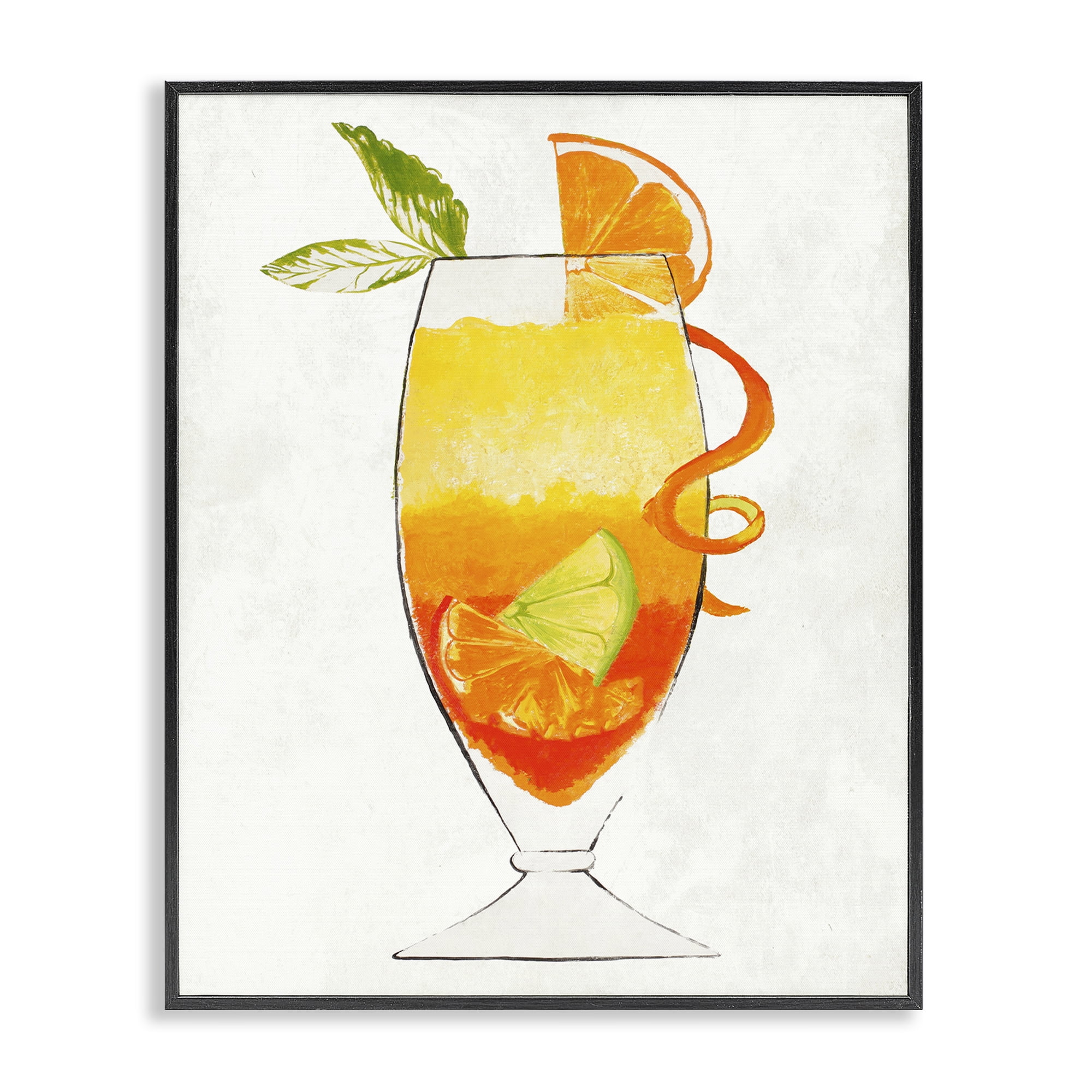 Stupell Industries Summer Cocktail Orange Fruit Black Framed Giclee Art, design by Lorenzo Collective