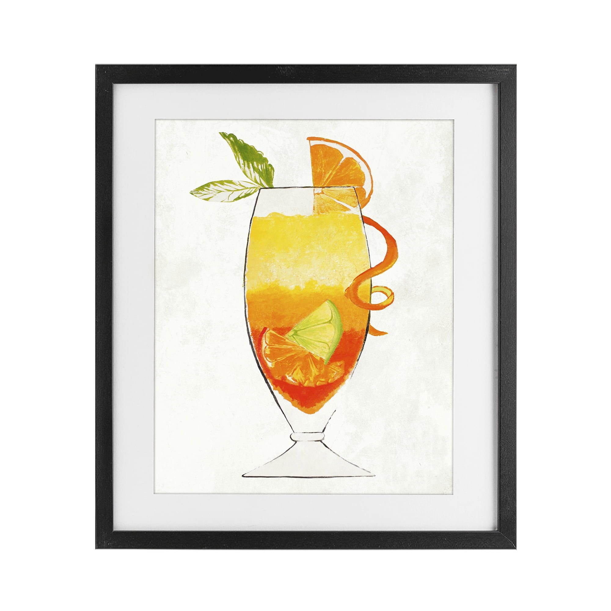 Stupell Industries Summer Cocktail Orange Fruit Black Framed Print Under Glass, design by Lorenzo Collective