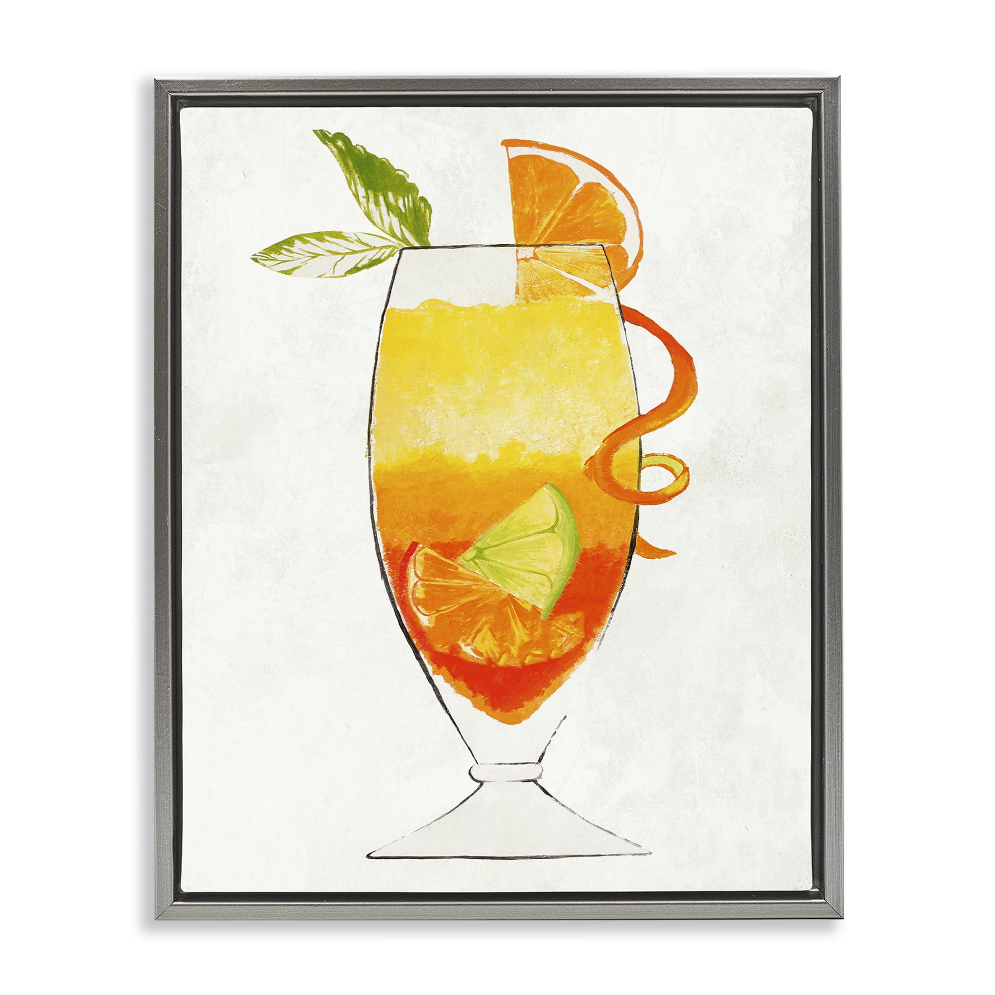 Stupell Industries Summer Cocktail Orange Fruit Gray Framed Floater Canvas Wall Art, design by Lorenzo Collective