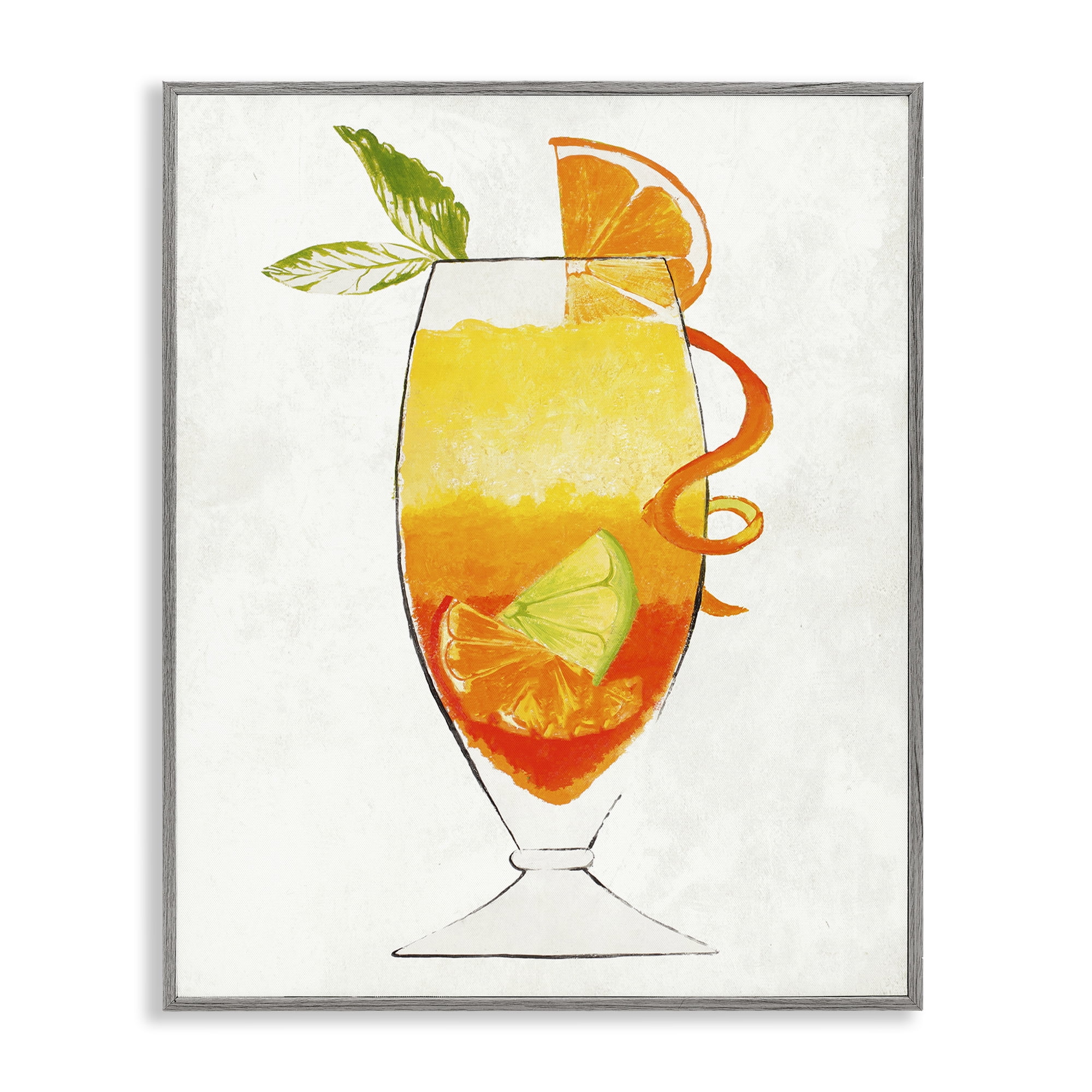 Stupell Industries Summer Cocktail Orange Fruit Gray Framed Giclee Art, design by Lorenzo Collective