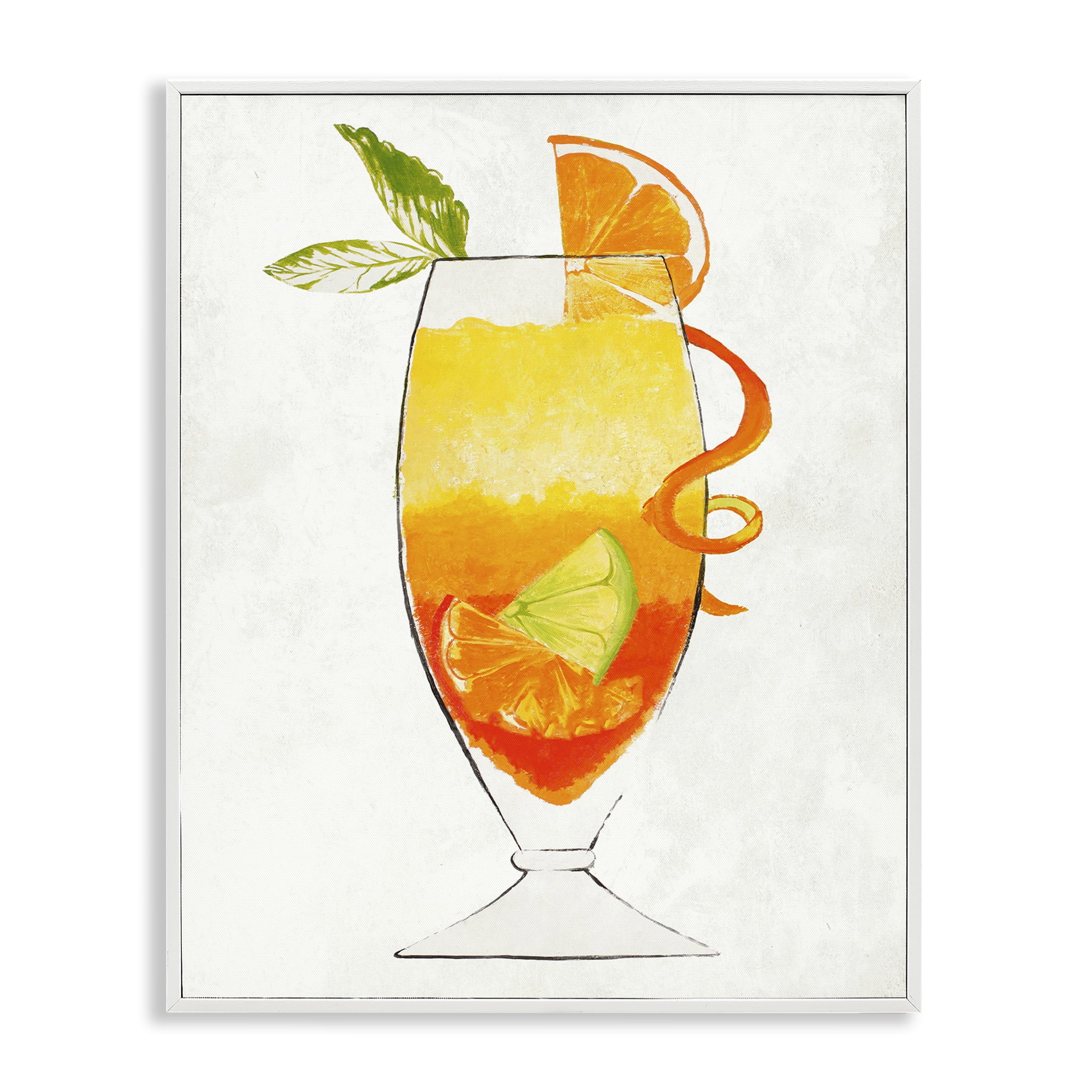 Stupell Industries Summer Cocktail Orange Fruit White Framed Giclee Art, design by Lorenzo Collective
