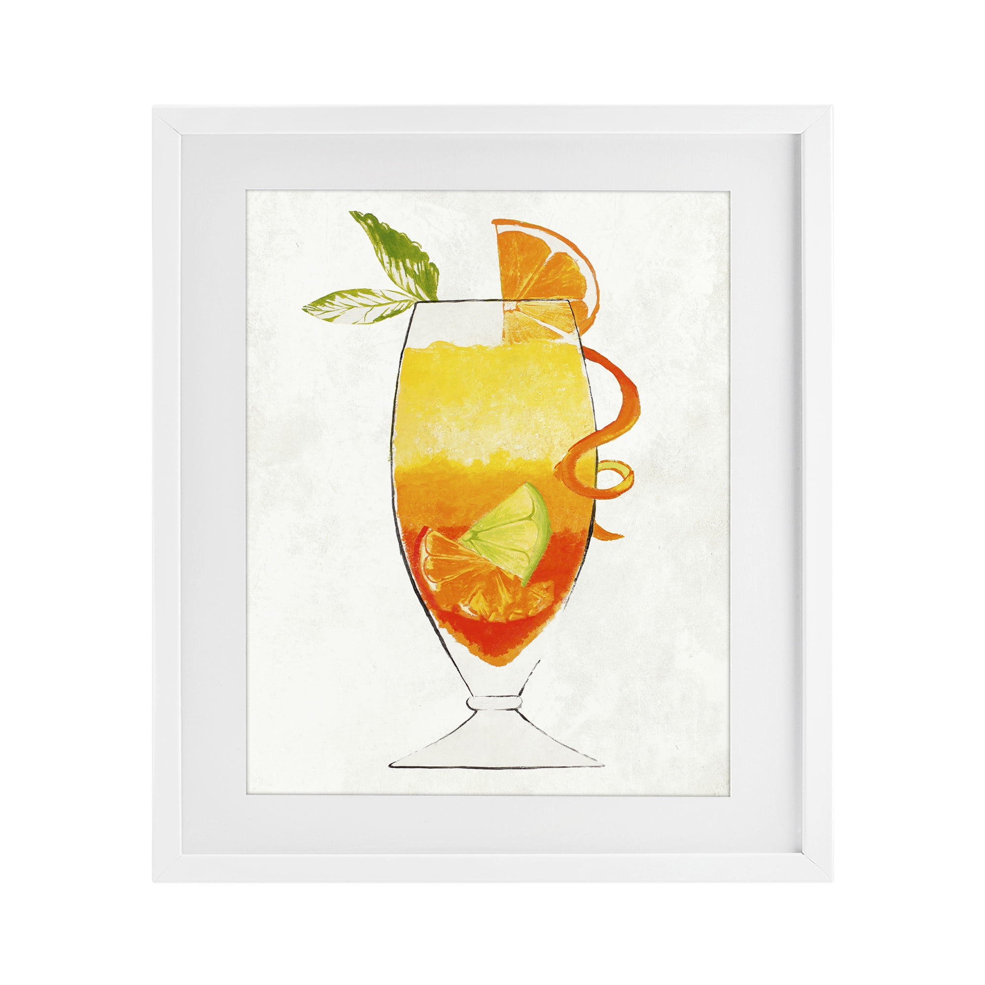 Stupell Industries Summer Cocktail Orange Fruit White Framed Print Under Glass, design by Lorenzo Collective