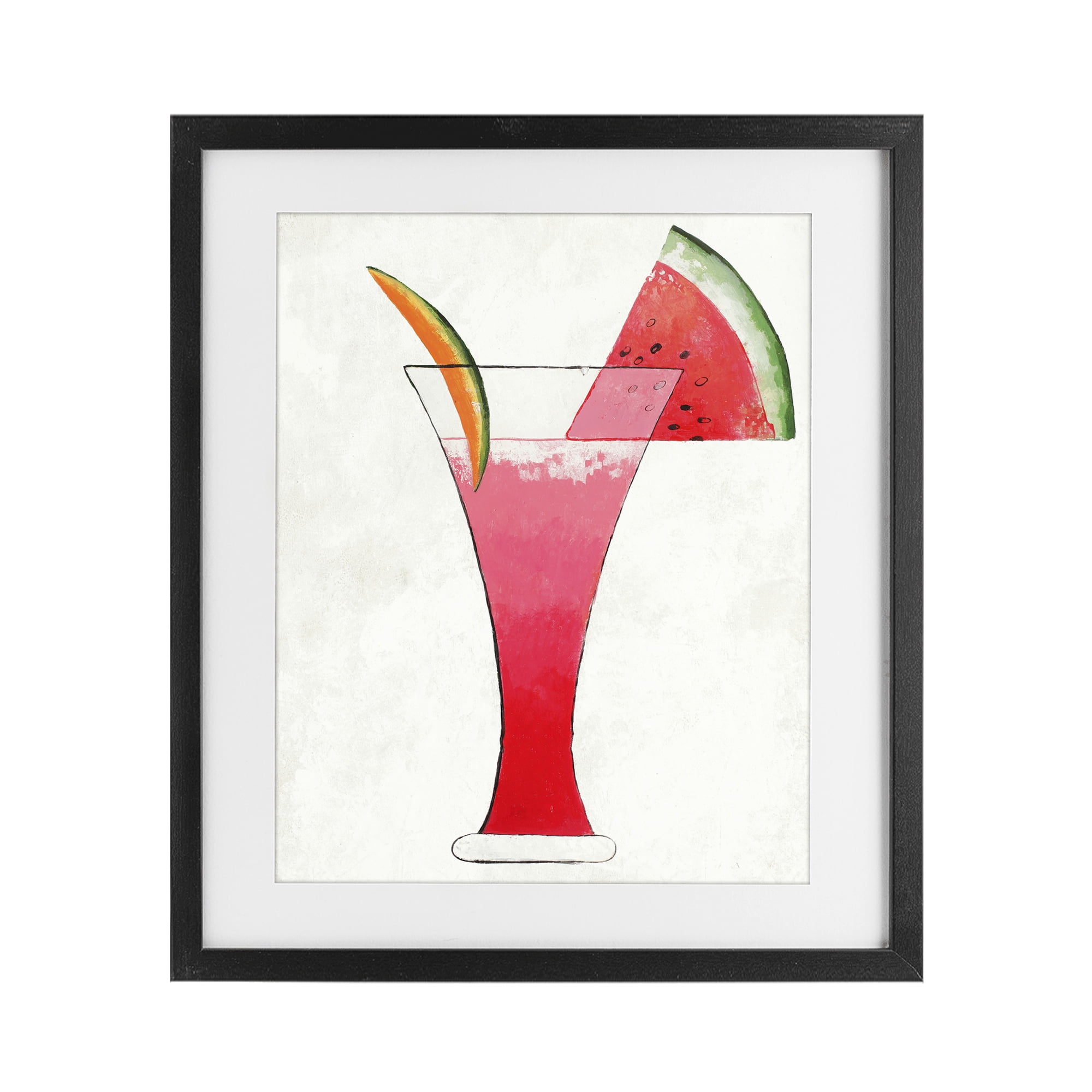 Stupell Industries Summer Cocktail Watermelon Slice Black Framed Print Under Glass, design by Lorenzo Collective
