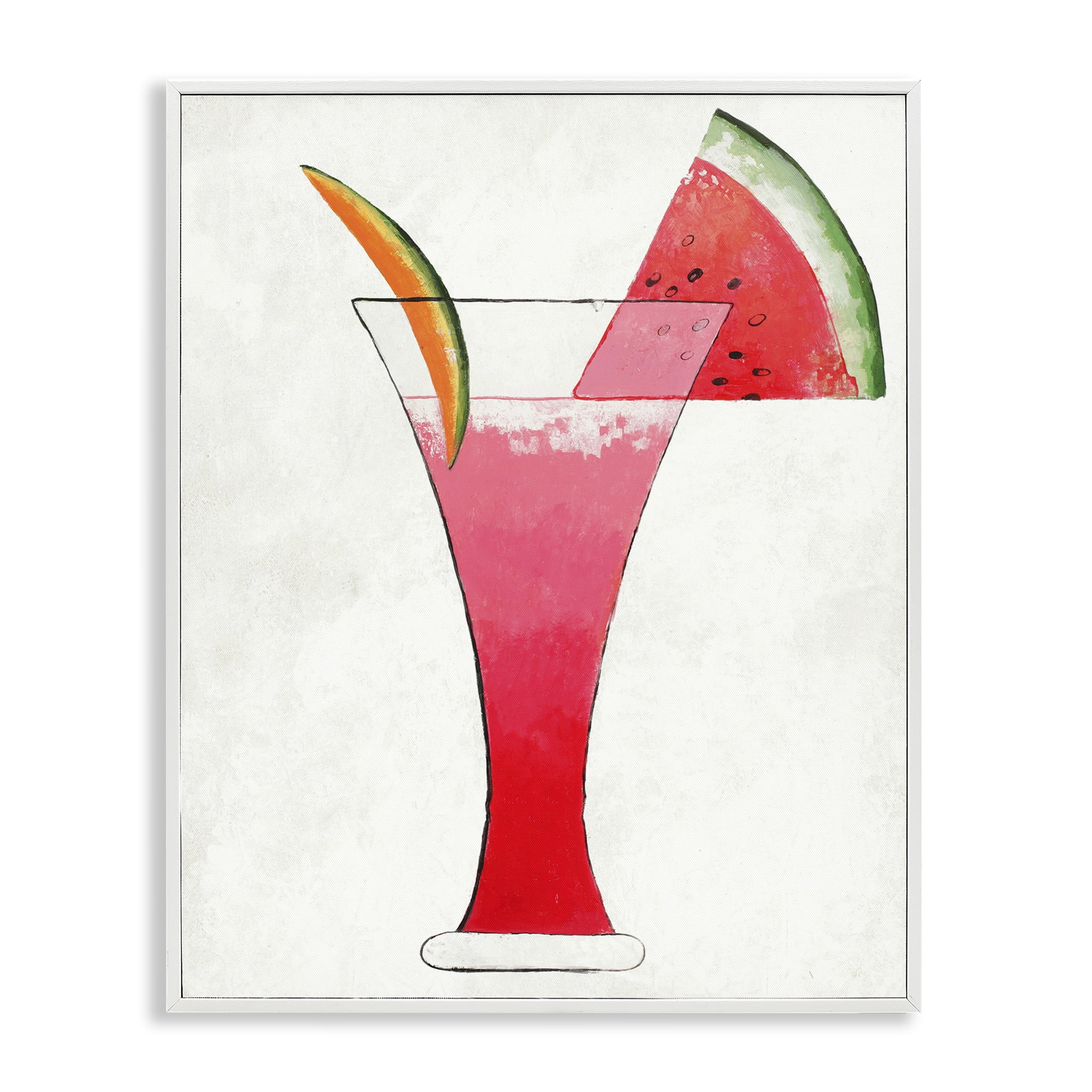 Stupell Industries Summer Cocktail Watermelon Slice White Framed Giclee Art, design by Lorenzo Collective