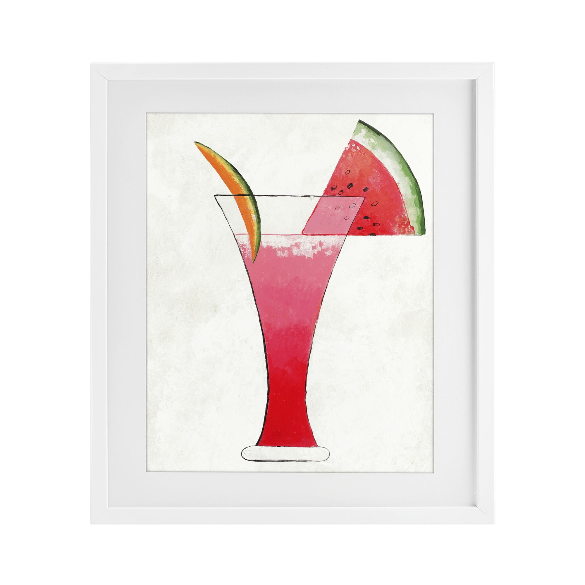 Stupell Industries Summer Cocktail Watermelon Slice White Framed Print Under Glass, design by Lorenzo Collective