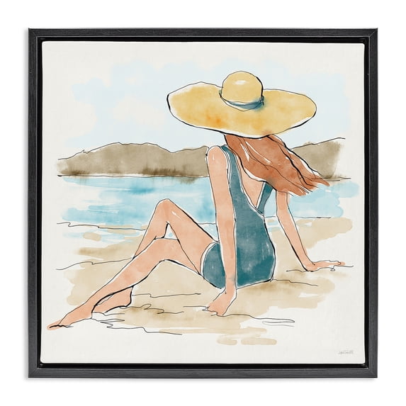 Stupell Industries Glam Summer Day Beauty Black Floating Frame Canvas Art, 18 x 18, by Anne Tavoletti