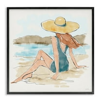 Stupell Industries Summer Day Beauty People Painting Black Framed Art Print Wall Art, 12 x 12