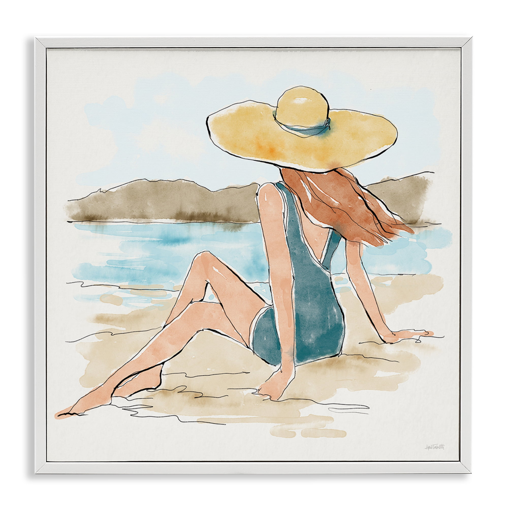 Stupell Industries Summer Day Beauty People Painting White Framed Art Print Wall Art, 24 x 24