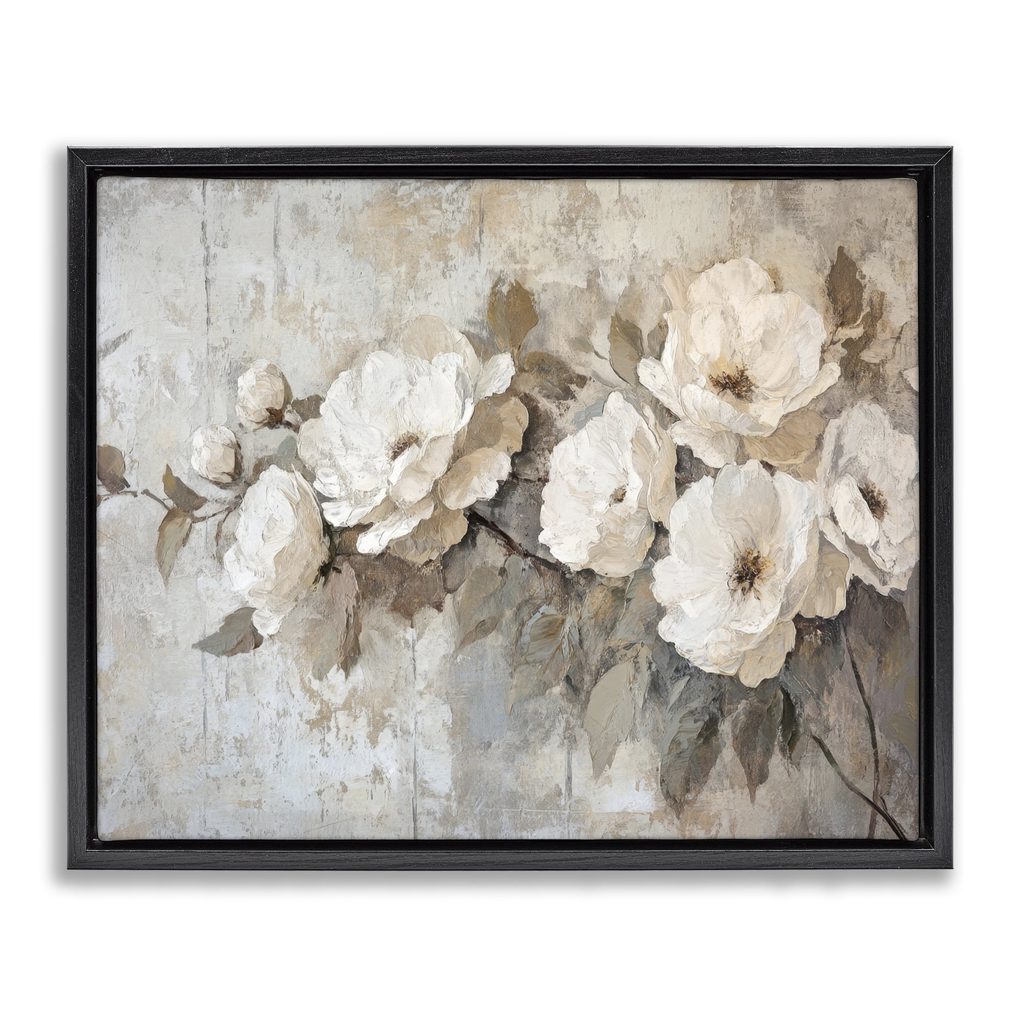 Stupell Industries Summer Daze Blossoms Plants & Flowers Painting Black Floater Framed Canvas Art Print Wall Art, 21 x 17