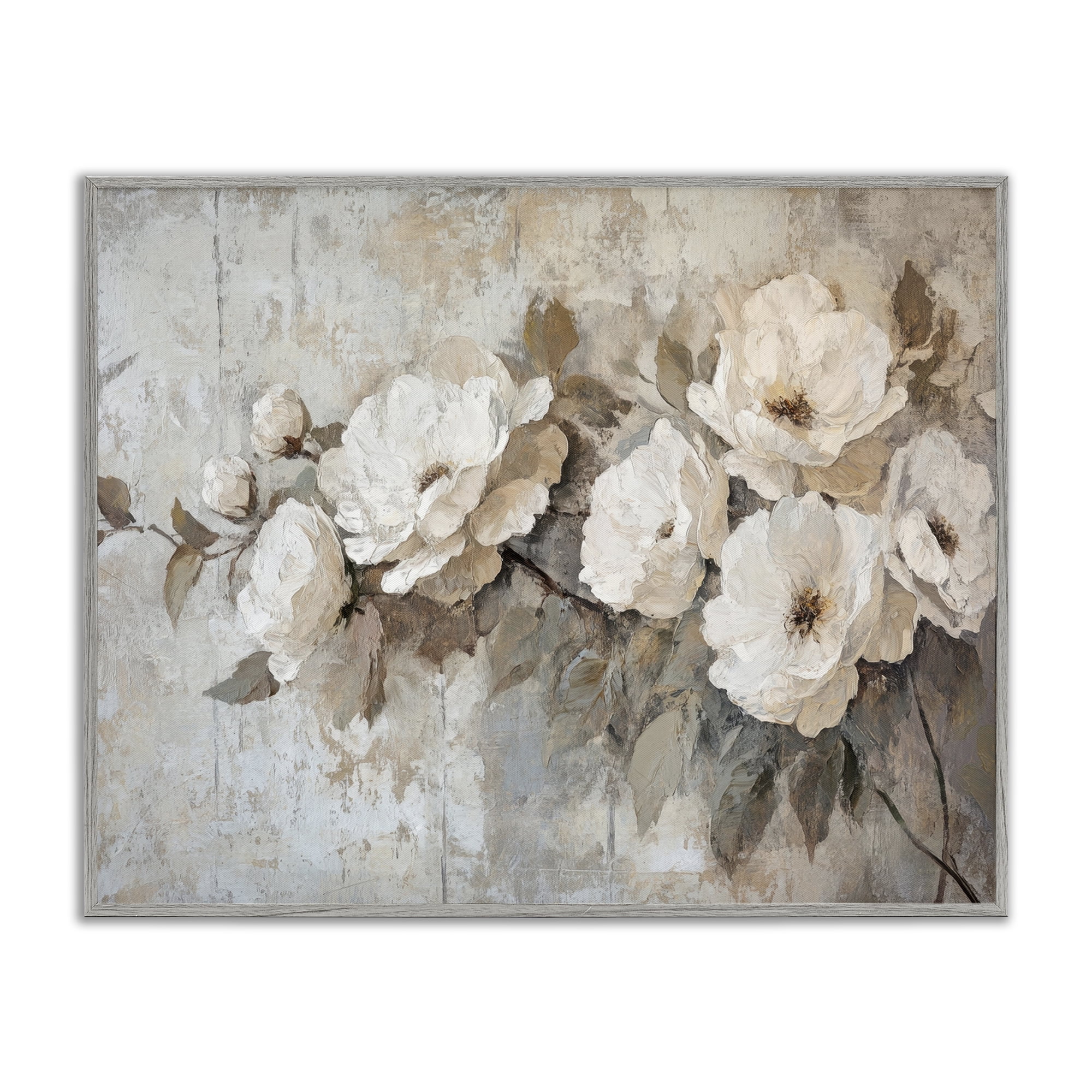 Stupell Industries Summer Daze Blossoms Plants & Flowers Painting Gray Framed Art Print Wall Art, 14 x 11
