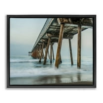 Stupell Industries Summer Dock Splashes Landscape Photography Black Floater Framed Canvas Art Print Wall Art, 21 x 17