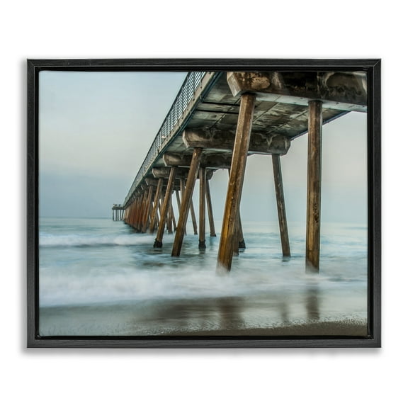 Stupell Industries Summer Dock Splashes Landscape Photography Black Floater Framed Canvas Art Print Wall Art, 21 x 17