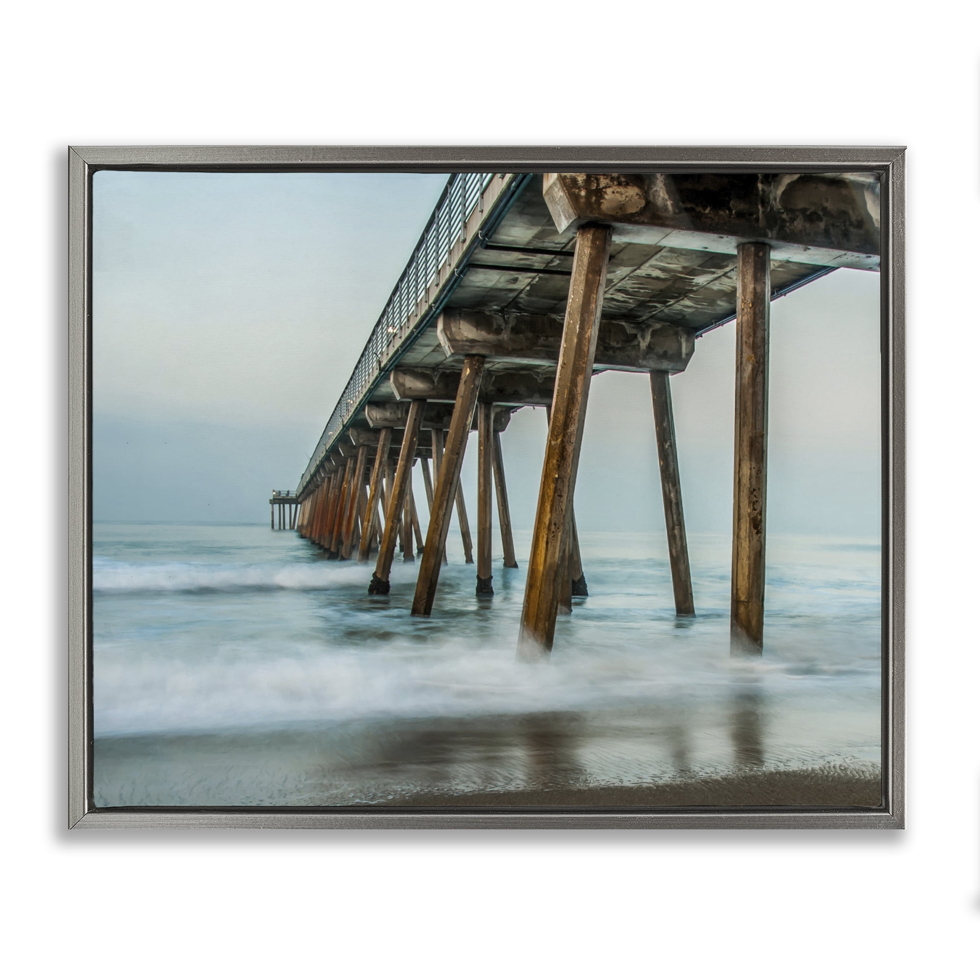 Stupell Industries Summer Dock Splashes Landscape Photography Gray Floater Framed Canvas Art Print Wall Art, 21 x 17
