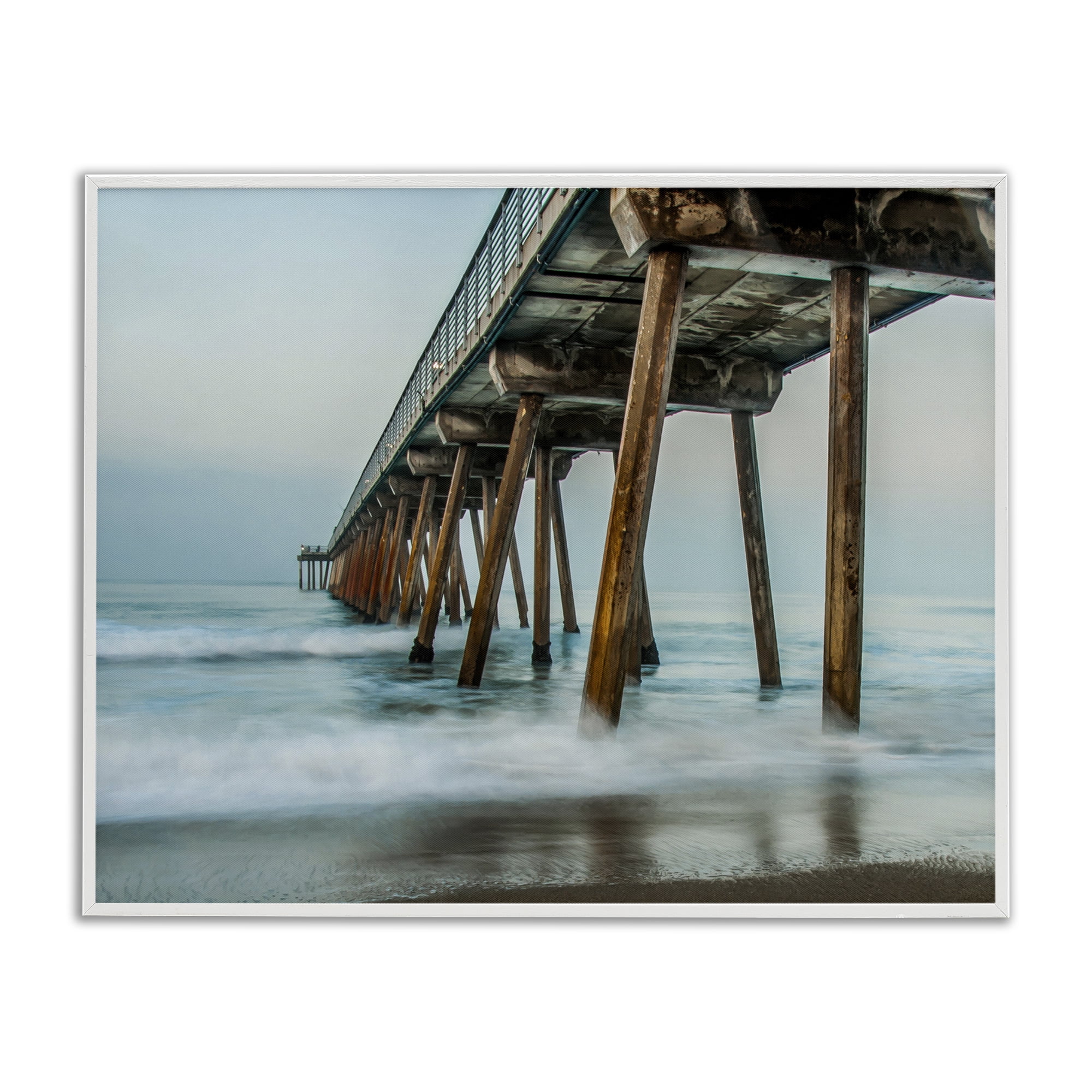 Stupell Industries Summer Dock Splashes Landscape Photography White Framed Art Print Wall Art, 20 x 16