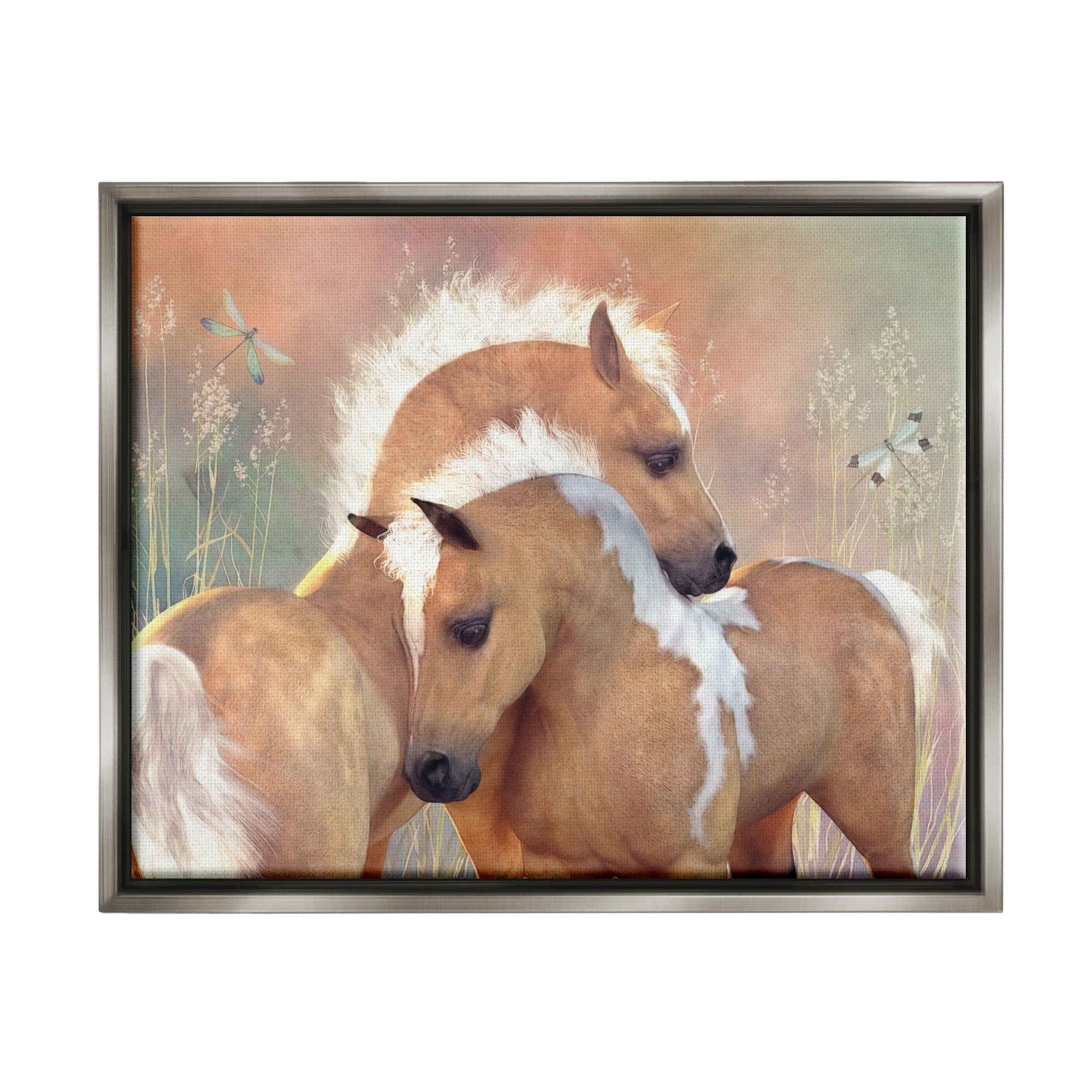 Stupell Industries Summer Dreams Horses Animals & Insects Painting Gray Floater Framed Canvas Art Print Wall Art, 31 x 25