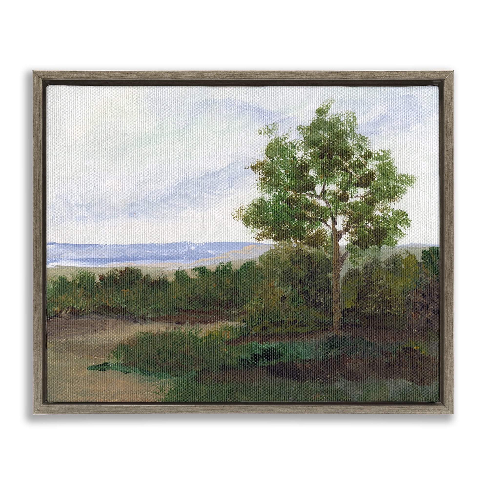 Stupell Industries Summer Evening Landscape Landscape & Nature Painting Brown Floater Framed Canvas Art Print Wall Art, 31 x 25