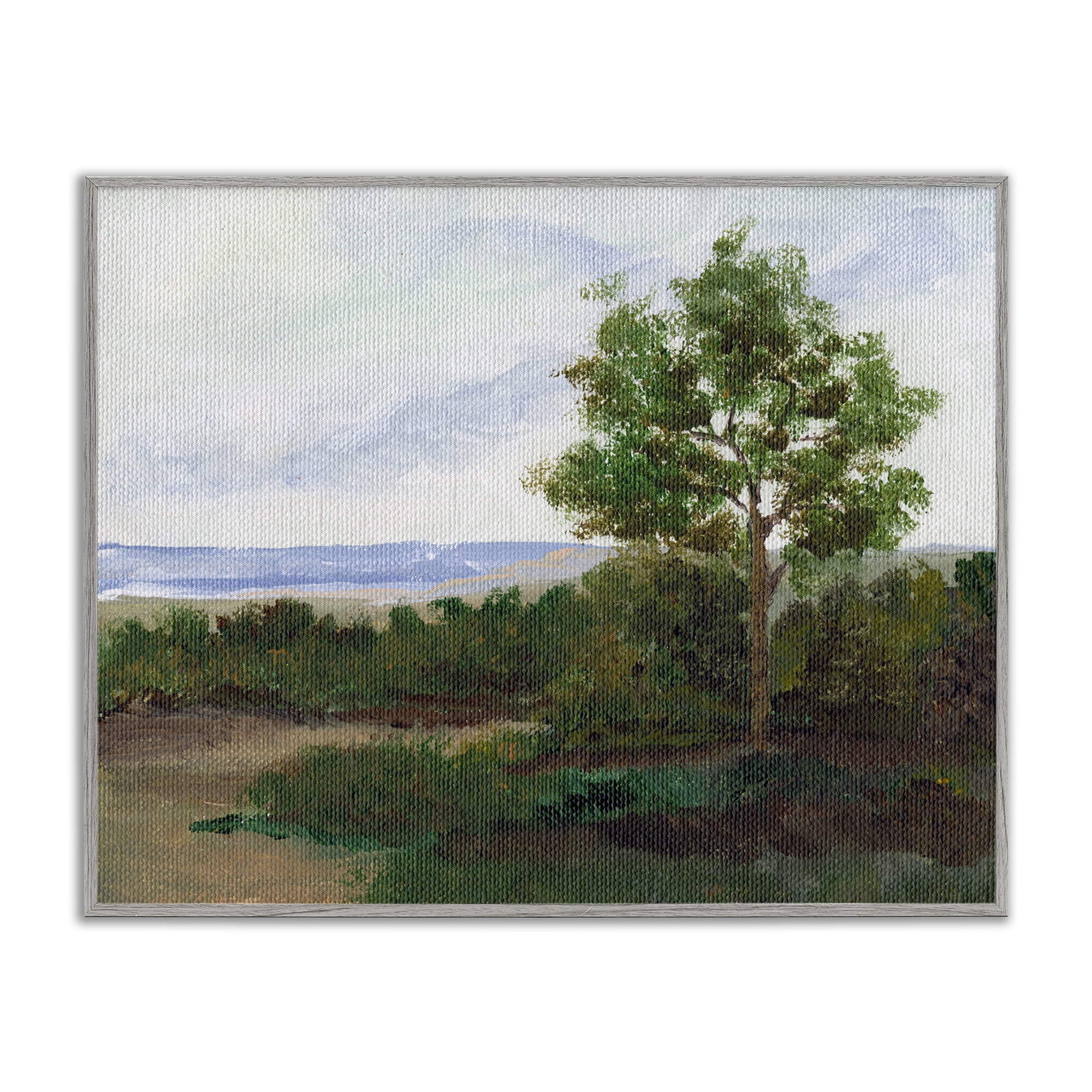 Stupell Industries Summer Evening Landscape Landscape & Nature Painting Gray Framed Art Print Wall Art, 14 x 11