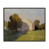 Stupell Industries Summer Farm View Landscape Painting Black Framed Art Print Wall Art, 14 x 11