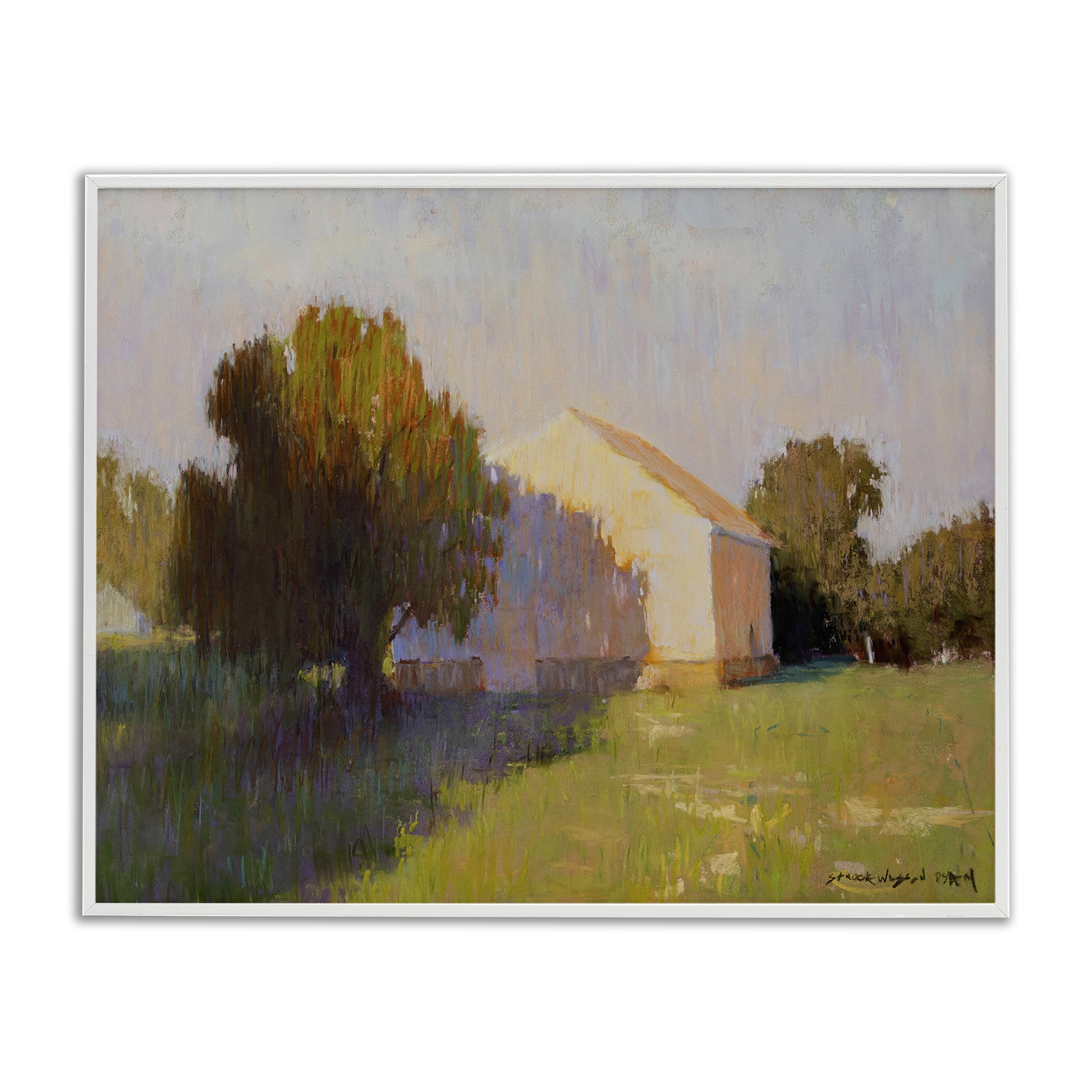 Stupell Industries Summer Farm View Landscape Painting White Framed Art Print Wall Art, 14 x 11