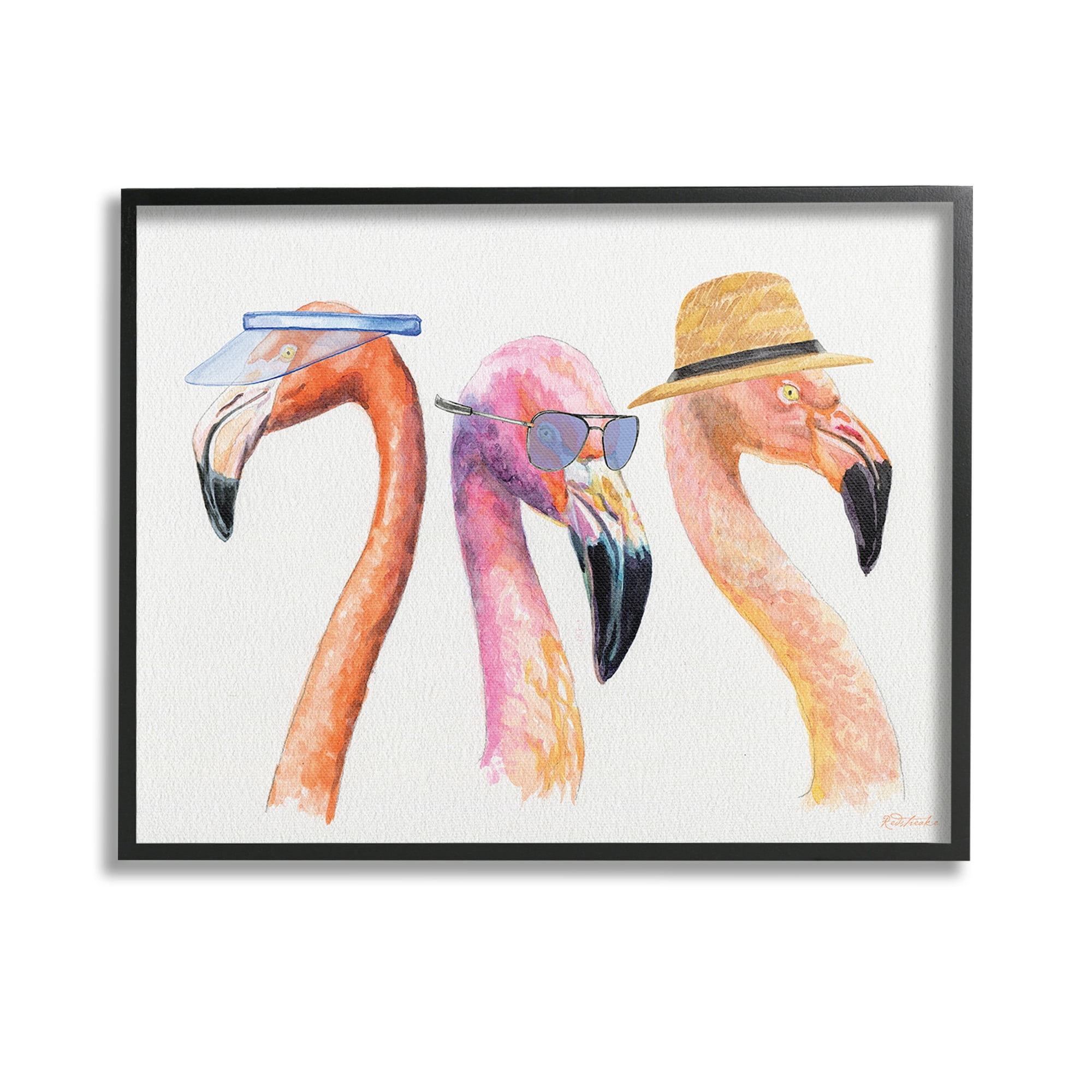 Stupell Industries Summer Flamingo Fashion Animals & Insects Painting Black Framed Art Print Wall Art, 14 x 11