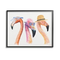 Stupell Industries Summer Flamingo Fashion Animals & Insects Painting Black Framed Art Print Wall Art, 14 x 11