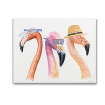 Stupell Industries Summer Flamingo Fashion Animals & Insects Painting Gallery Wrapped Canvas Art Print Wall Art, 20 x 16
