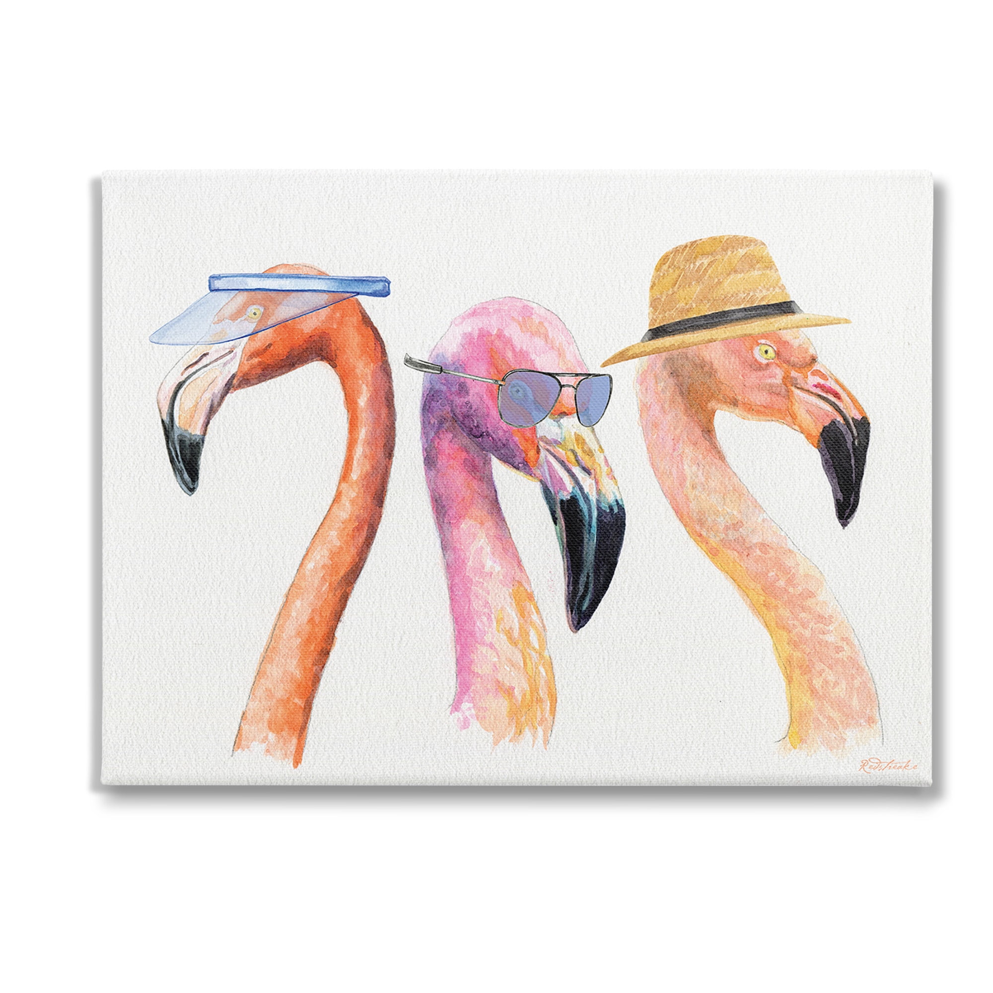 Stupell Industries Summer Flamingo Fashion Animals & Insects Painting Gallery Wrapped Canvas Art Print Wall Art, 40 x 30