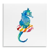 Stupell Industries Summer Float Seahorse Novelty Painting Unframed Art Print Wall Art, 12 x 12