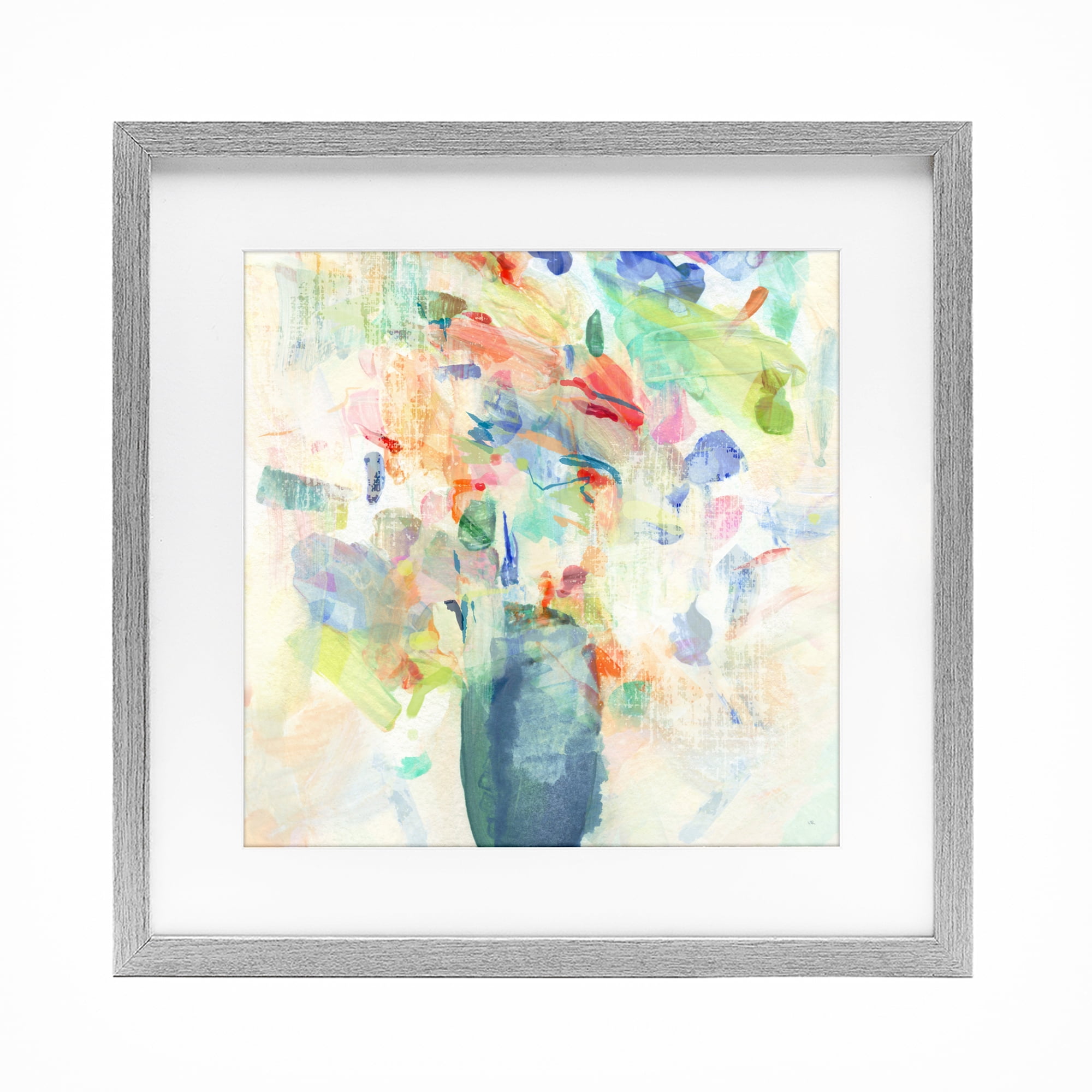 Stupell Industries Summer Flowers Brushstrokes Gray Framed Print Under Glass, design by Susan Jill
