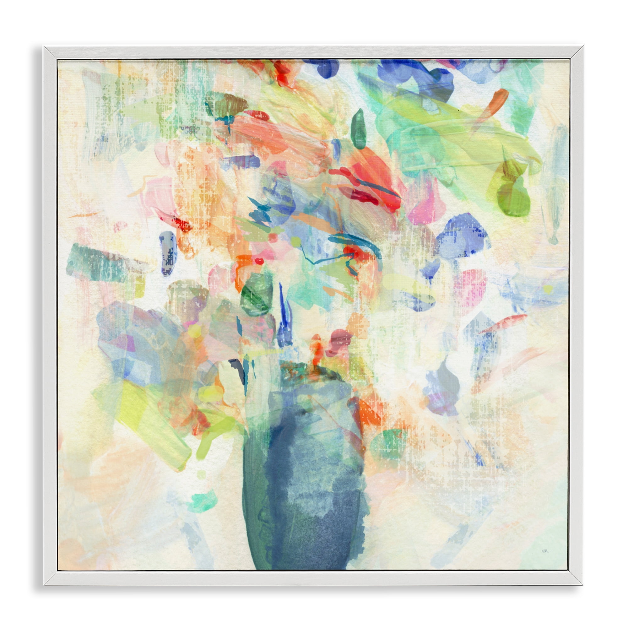 Stupell Industries Summer Flowers Brushstrokes White Framed Giclee Art, design by Susan Jill