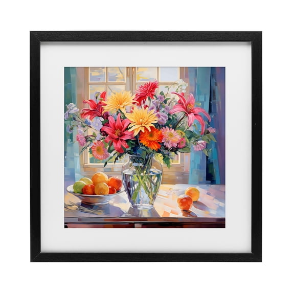 Stupell Industries Eclectic Summer Flowers & Fruit Black Framed Print Under Glass, 13 x 13, by Creative Studio