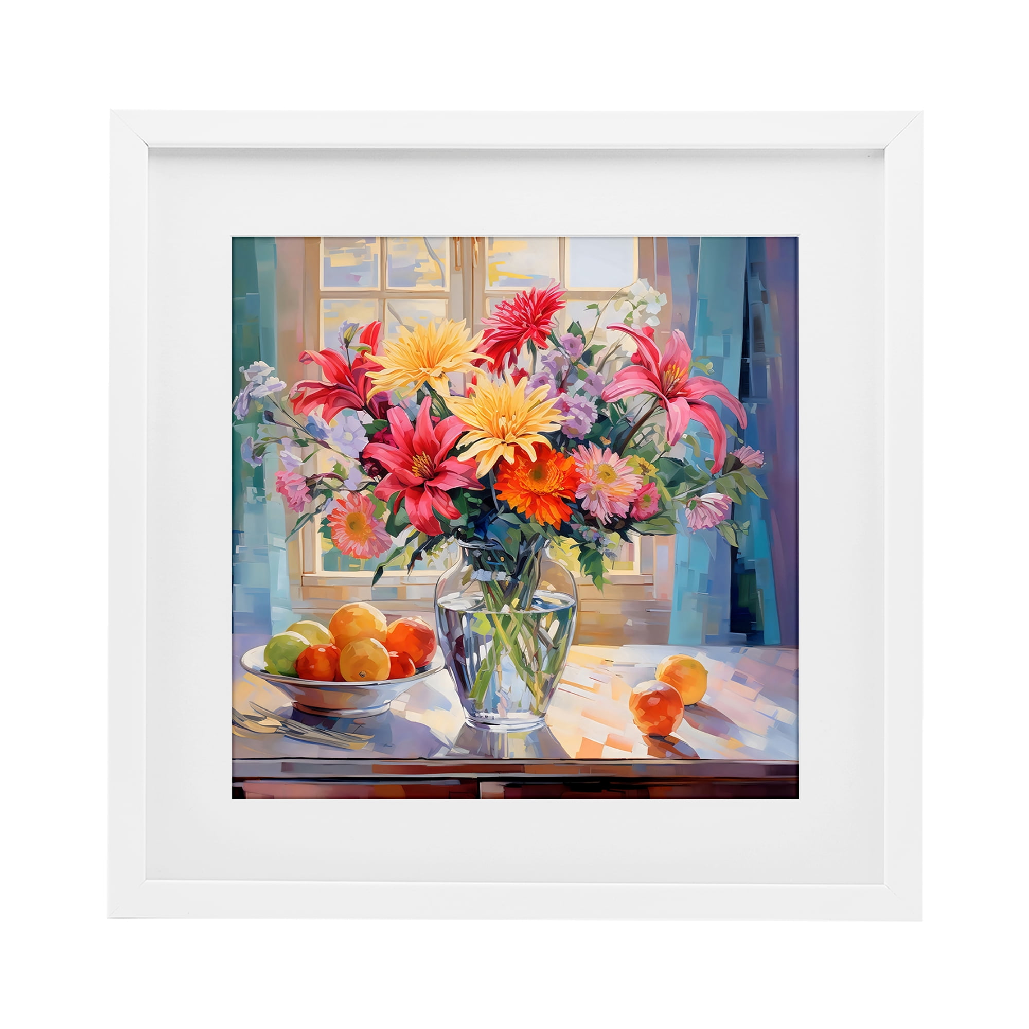 Stupell Industries Summer Flowers & Fruit White Framed Print Under Glass, design by Creative Studio