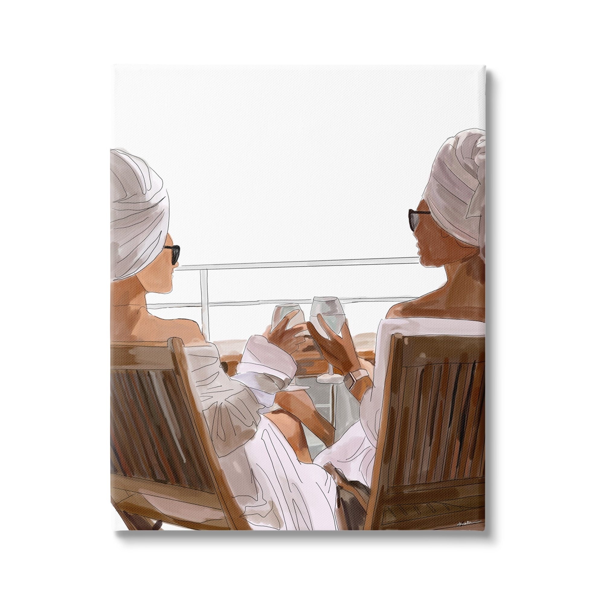 Stupell Industries Summer Friends Relaxing on Beach Coastal Painting Gallery Wrapped Canvas Print Wall Art
