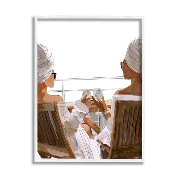 Stupell Industries Summer Friends Relaxing on Beach Coastal Painting White Framed Art Print Wall Art