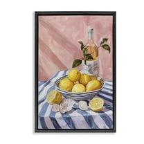 Stupell Industries Summer Fruit & Wine Food & Beverage Painting Black Floater Framed Canvas Art Print Wall Art, 17 x 25
