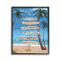 Stupell Industries Summer Fun Activities Landscape Painting Black Framed Art Print Wall Art, 11 x 14