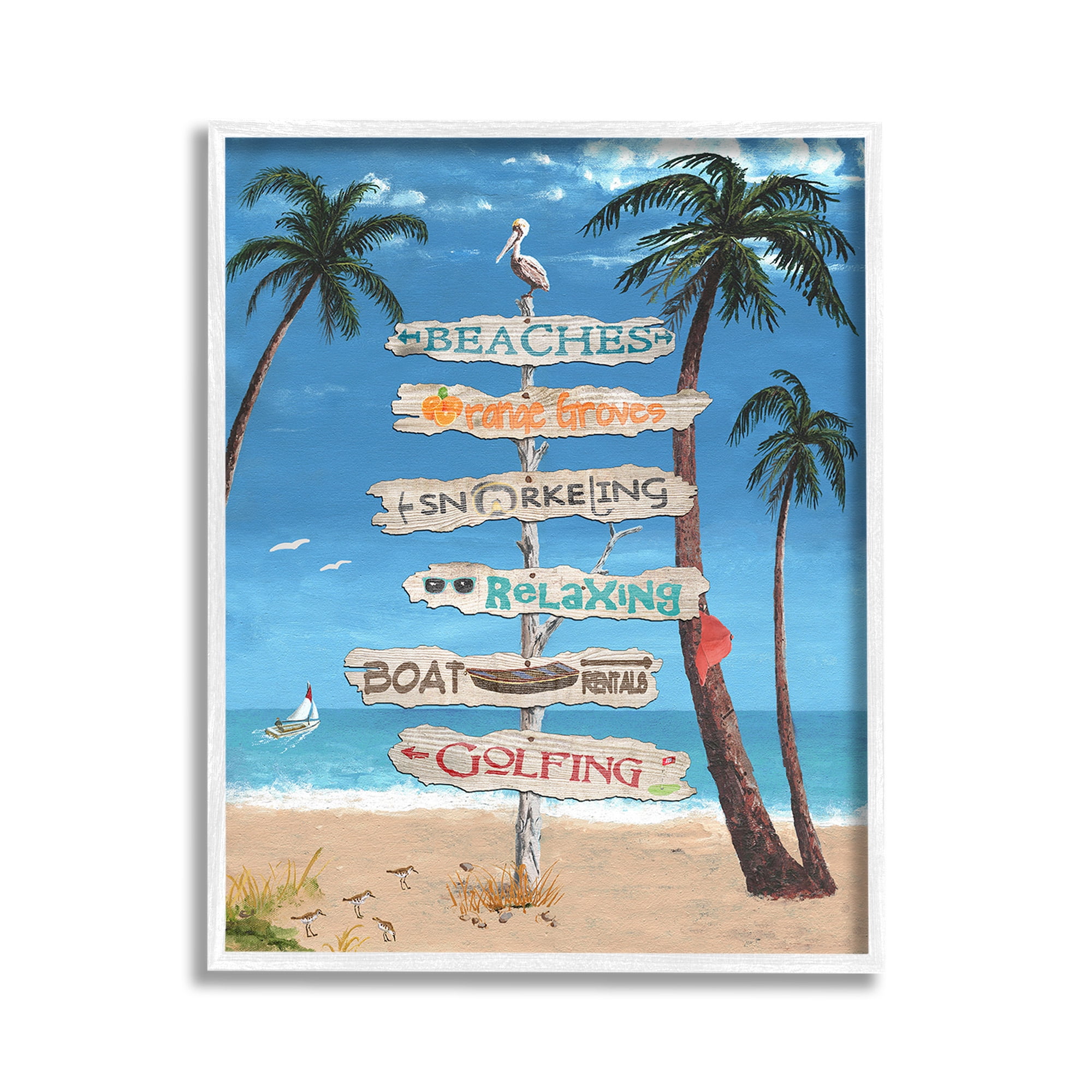 Stupell Industries Summer Fun Activities Landscape Painting White Framed Art Print Wall Art, 11 x 14