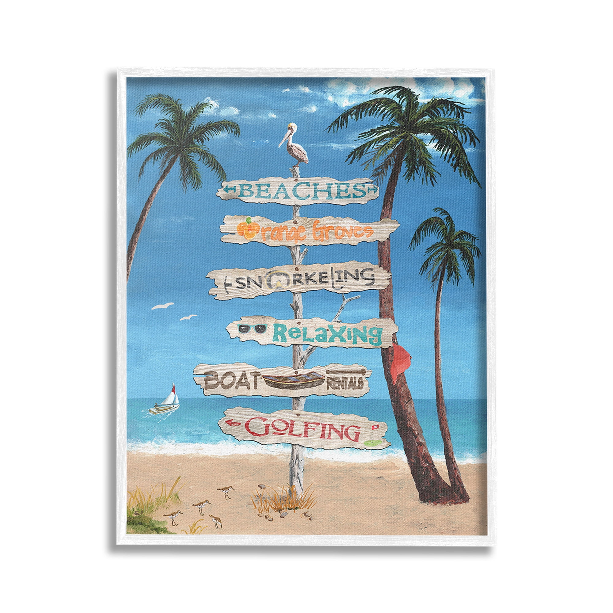 Stupell Industries Summer Fun Activities Landscape Painting White Framed Art Print Wall Art, 24 x 30