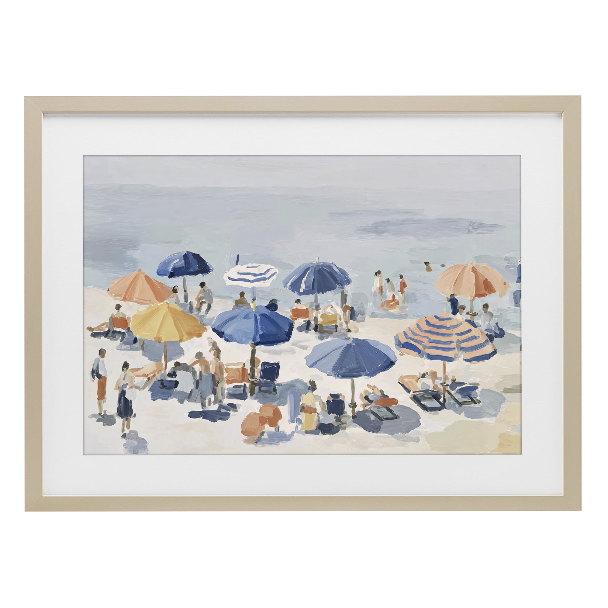 Stupell Industries Summer Fun Beach Crowd Birch Framed Print Under Glass, design by Jacky Ngan