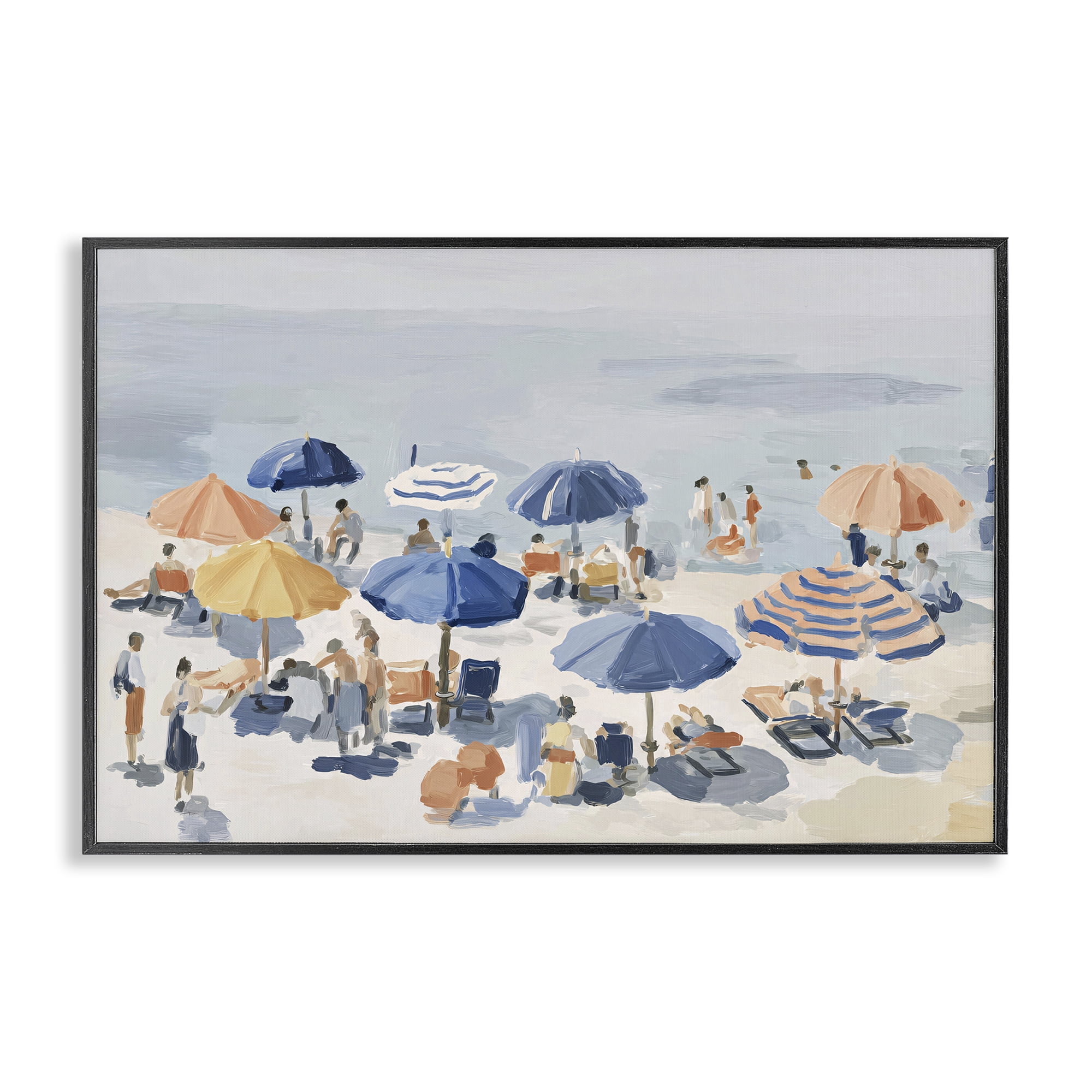 Stupell Industries Summer Fun Beach Crowd Black Framed Giclee Art, design by Jacky Ngan